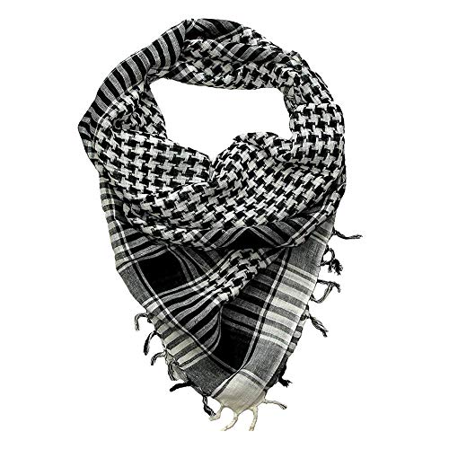 REFURBISHHOUSE Sciarpa unisex in cotone leggero a quadri nappa arabo deserto Shemagh, nero