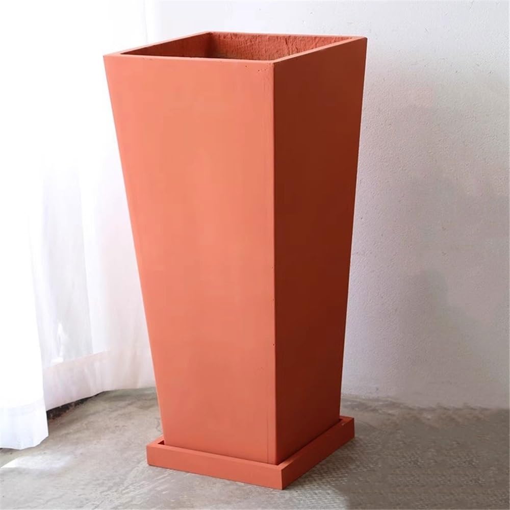 Bandejas para Plantas Plato for Maceta de Cemento de imitación, for Interiores y Exteriores, Bandeja de Drenaje Cuadrada for Plantas. Macetas y platillos(Bruin,3XL)