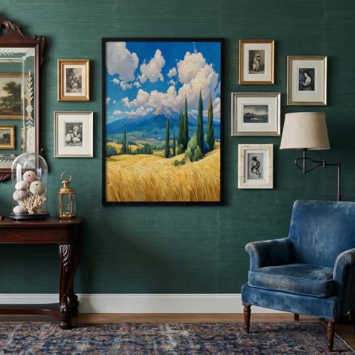 Toile cyprès des champs de blé 80x120cm grand format pour décoration murale