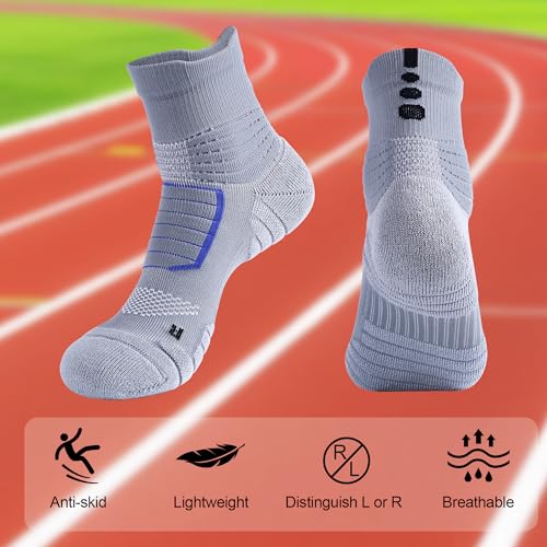 Mens Quarter Socks,Compression Cushioned Anti-Blister Athletic Socks for Running Hiking Basketball3