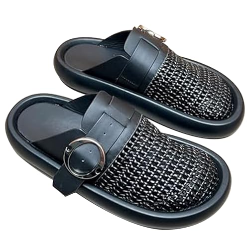 QBrand Platform Sandals Men Weave Sandals Round Toe Design Comfortable Flats Crochet Thick Rubber Sole2