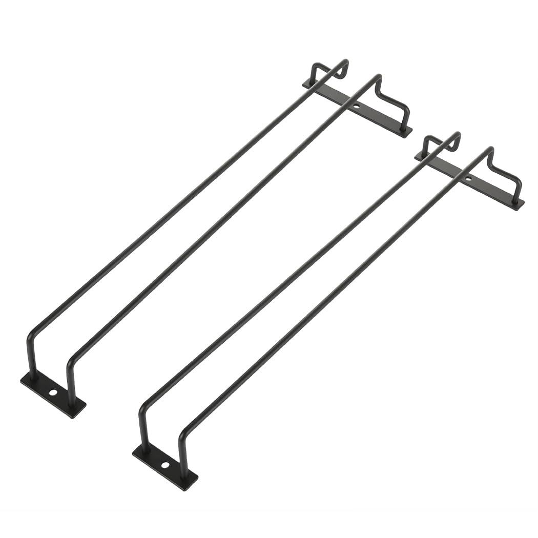 Dianoo 40.5 CM Black Wine Glass Rack, Under Shelf Wine Glasses Holder, Hanging Stemware Rack for Cabinet Kitchen Bar Set Of 2