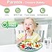 Stainless Steel Toddler Plates Silicone Suction,3 Packs Non-Slip Baby Plates,Divided Portion,Food-Grade Silicone Plate for Kids,LEAD-FREE Dishwasher Safe,Blue Mint Green Grey
