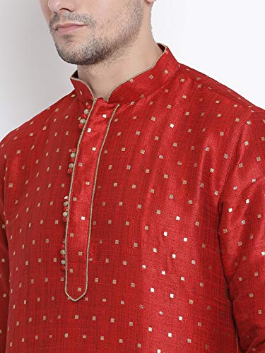 Image of VASTRAMAY Men's Royal Blue Cotton Silk Blend Kurta and Dhoti Pant Set
