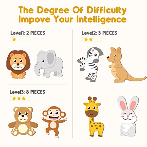 image for HEMRLY Kids Magnets Puzzle Toys Games for Preschool, Animals Jigsaw fo