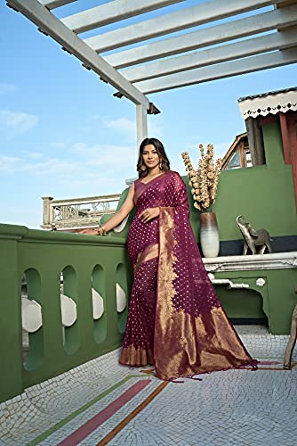 Image of Vardha Women's Art Silk,Silk Saree with Banarasi Weave and Unstitched Matching Blouse Piece | Sari for Women