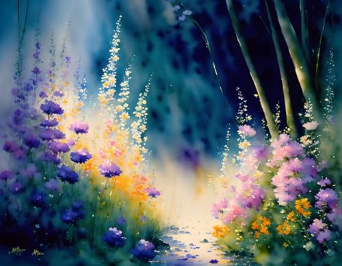 Poster sur toile lit de fleurs grand format 58x90 cm très attrayant