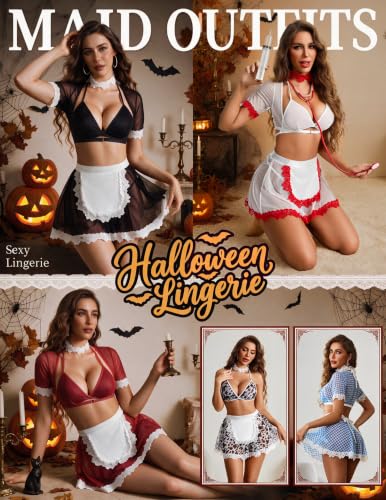 Avidlove Mesh Lingerie for Women Sexy 6 Piece Cosplay Costume Set - Image 4