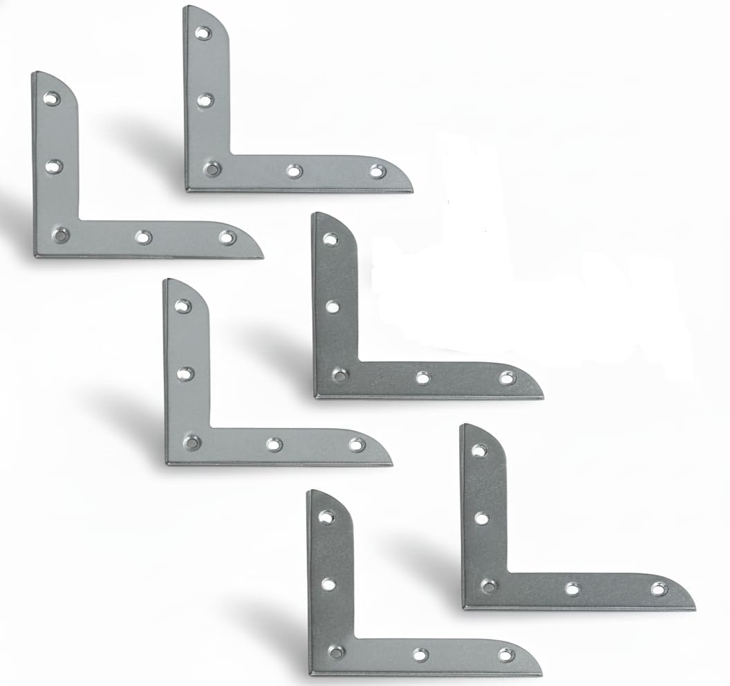 3INCHs Iron 90 Degree Joint Right Angle L Shape Corner Silver Metal, Silver, Furniture Reinforcement, Shelf Installation Hardware for Wood Chair, Doors, Box, Furniture (Set of 6)-image-4