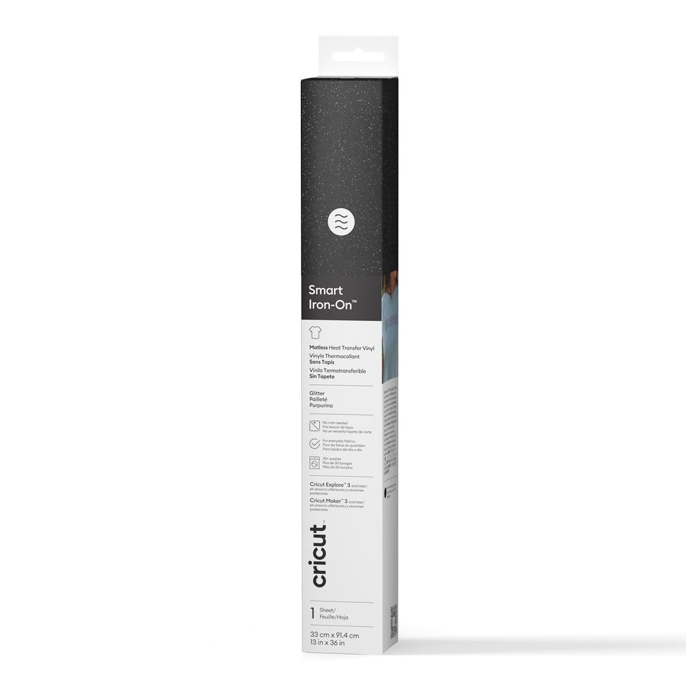 Cricut Smart Heat Transfer Vinyl, Black, 33cm x 91.4cm, Iron-on Heat Transfer Vinyl Roll (HTV), for All Cutting Machines