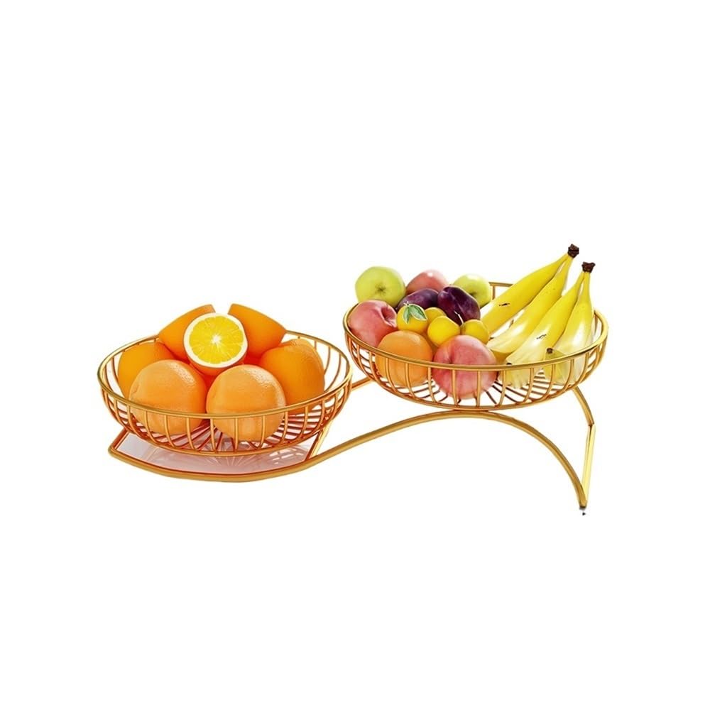 Zhaoj24-05 Fruit Racks Fruit Bowl Large Basket, Keeps Fruits or Vegetables Fresh, Countertop Metal Bowls(Gold)