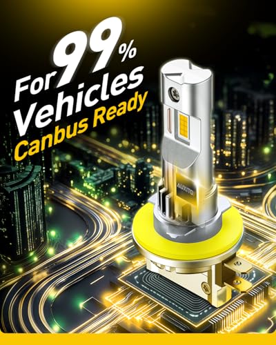 Image of AUXITO Upgraded H11B Bulb, 3000K Amber Yellow 9X Increased Brightness, Precision 1:1 Mini Design, Simple Plug Play Installation, Stable Illumination, 99% Vehicles Supported, Pack of 2