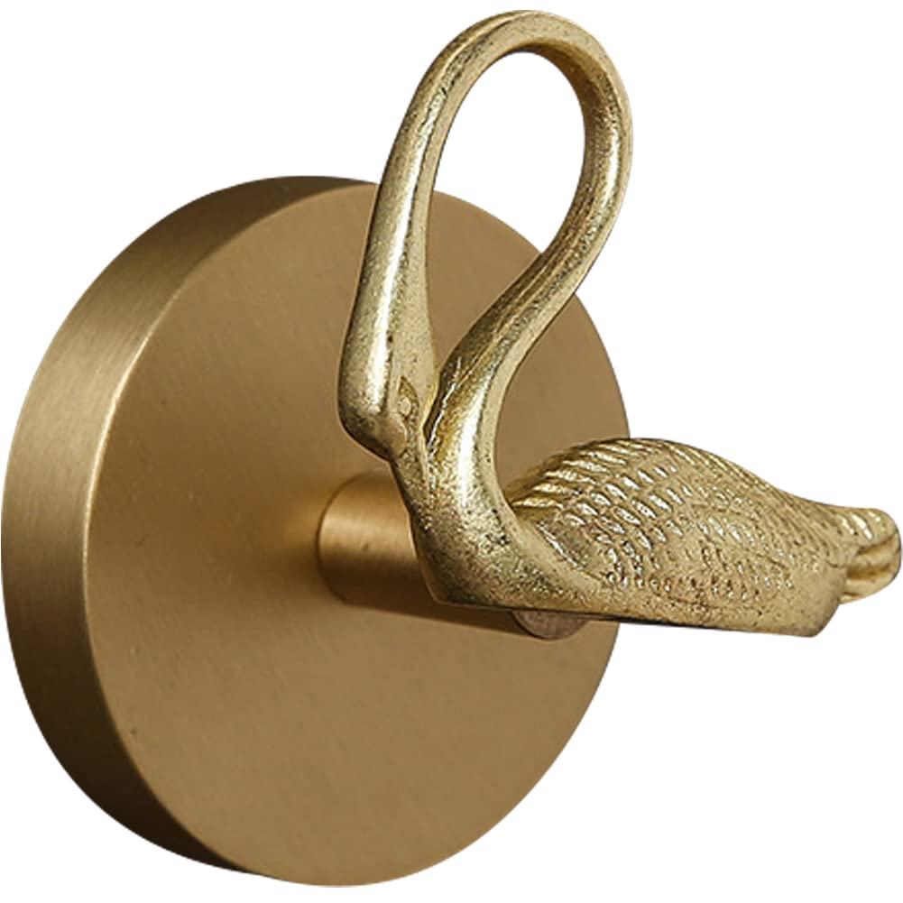 Wayuto Swan Left Brass Wall Hooks Heavy Duty For Hanging Metal Vintage Coat Hooks Wall Mounted Door Hook Rack Decorative Pegs For Hanging Bag Key Towel Or Purse