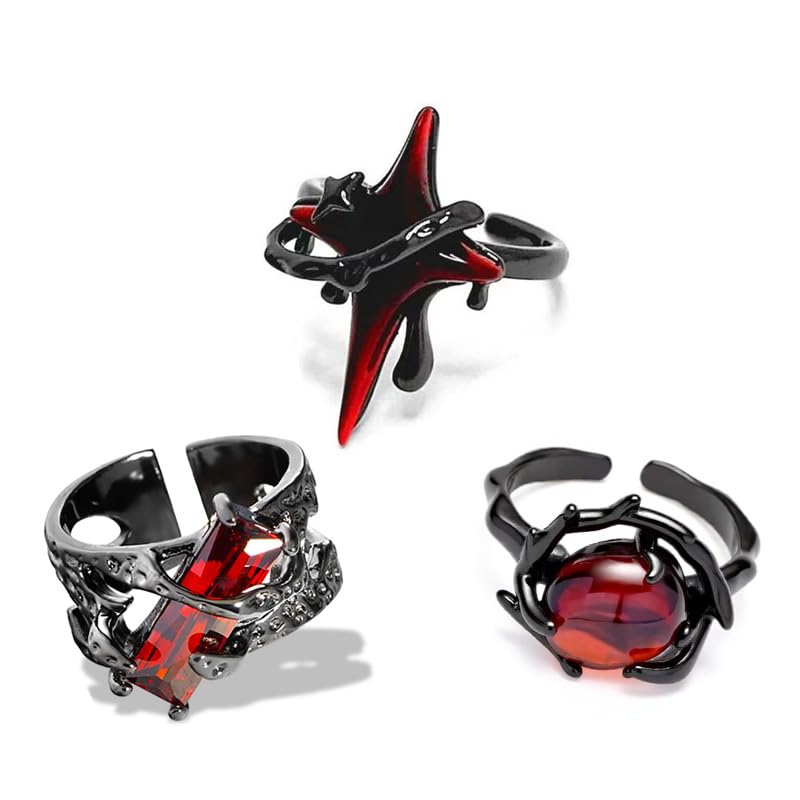 3Pcs Gothic Rings, Rings for Man, Gothic Jewellery for Men and Women, Dark Aesthetic Rings for Daily Goth Fashion and Music Events-image-26