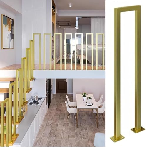 Rambarde d'escalier avec support de fixation au sol et tube carré robuste