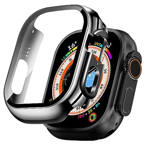 TEMEDO 対応 Apple Watch ケース Ultra 3/2/1 アップルウォッチ カバー PC素材 メッキ加工 Apple Watch カバー 全面保護 二重構造 アップルウォッチ ケース ガラスフィルム 一体型 高耐久 高透過率 装着簡?(4