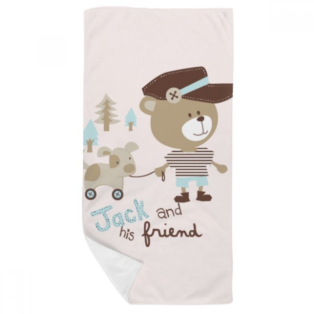 Gant de toilette serviette de bain doux motif ours multicolore 35x70