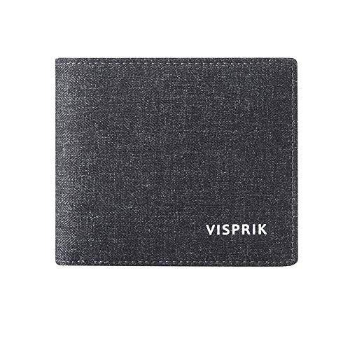 Preisvergleich Produktbild VISPRIK Mode Herren Männer Denim Brieftasche Geldbörse mit RFID-Schutz Kreditkarteninhaber Organizer, Echtes Leder Innere Papier Geldbörsen mit Münze Tasche (Schwarz)