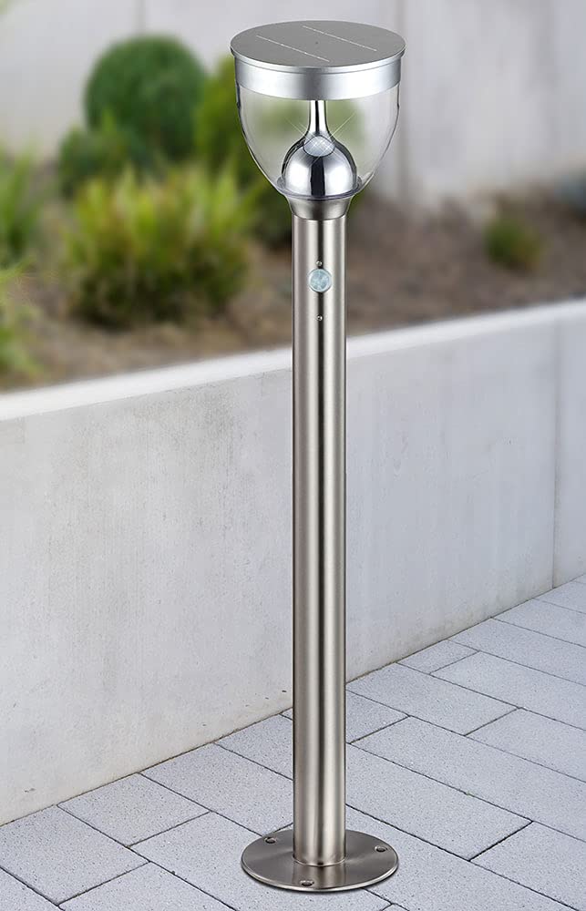 LED Solar Außen Steck Lampe Terrassen Bewegungsmelder Erdspieß Edelstahl Steh Leuchte Globo 33437