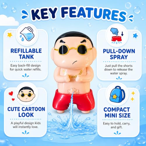 Image of Susu Shin-chan Toy for Kids & Adults Refillable Interactive Squeeze Water Sprayer Funny Peeing Boy Desk Toy Car Dashboard Showpiece Birthday Return Gift 11 cm