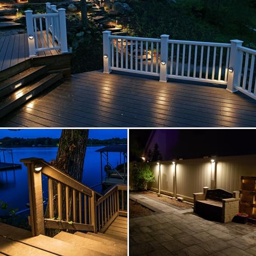 Image of SUNVIE 12 Pack Low Voltage Deck Lights 5W LED Landscape Step Stair Lights Outdoor with Fastlock2 Wire Connector 3000K 12-24V Accent Lighting for Garden Post Fence 3.2FT ETL Listed Cord