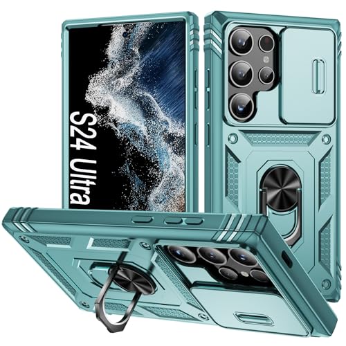 Coque Samsung Galaxy S24 Ultra vert béquille protection antichoc 6.8"