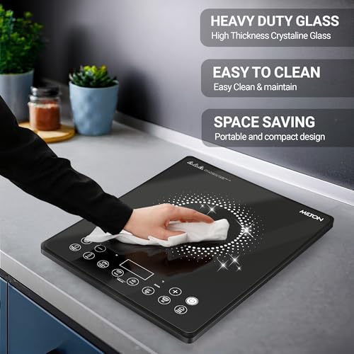 Image of Milton Elio Elite 21.0 Slim Portable Induction Cooktop | Child Lock, LED Display Panel, 5KV Surge Protection, Timer & Preset Menu Functions, Fast Cooking |2100 W Slim Feather Touch | 3-Year Warranty