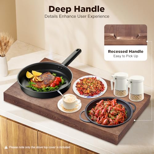 Cubierta de Cocina y Tabla para Servir de Madera de Pino Sólida Hecha a Mano JenyunTech, Color Nogal, Rectangular, 75x55.88 cm, 0.76 cm de Grosor, con Asas Integradas miniatura 5