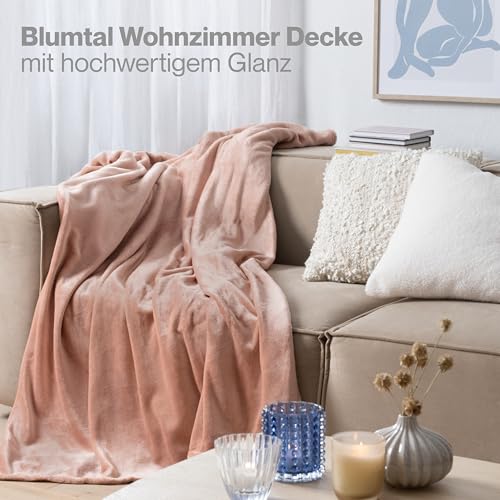 Blumtal Kuscheldecke flauschig - Oeko-TEX zertifizierte Fleecedecke 150x200 cm - Wohndecke 150x200 cm weich - Decke Couch Wohn- & Kuscheldecke Rosa - Tagesdecke Rosa/Kuscheldecke flauschig