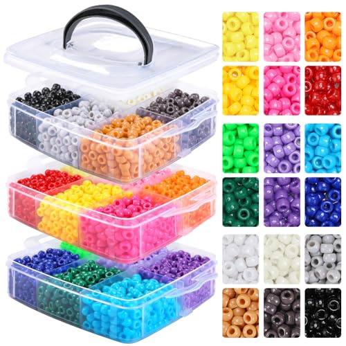 IOOLEEM Pony Beads (18 Colors, 3200pcs), Beading Kits for Bracelet, Beads for Friendship Bracelets & Jewelry Making, Easy Storage.