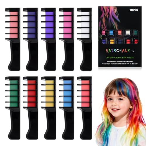 10 Colores Tiza de Pelo Festiva Diversión Peines