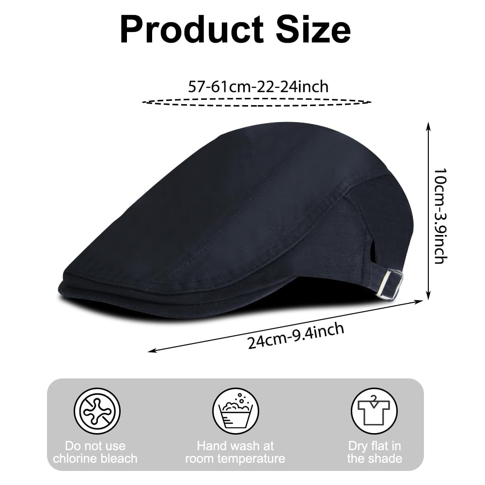 AOOWU Regulowane berety, czapka gazeciarza z płaskim kapeluszem, bawełniana płaska czapka męska vintage czapka irlandzka czapka beret w stylu Gatsby, klasyczna elegancja czapki Cabbie Trucker Gatsby