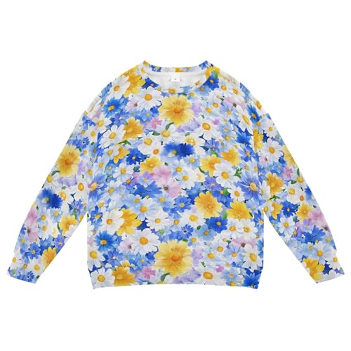 JUNZAN Iceland White Blue Summer Flowers Kids Girls Sweatshirts Hoodies Fleece Kids Hoodies Boys Party 4T