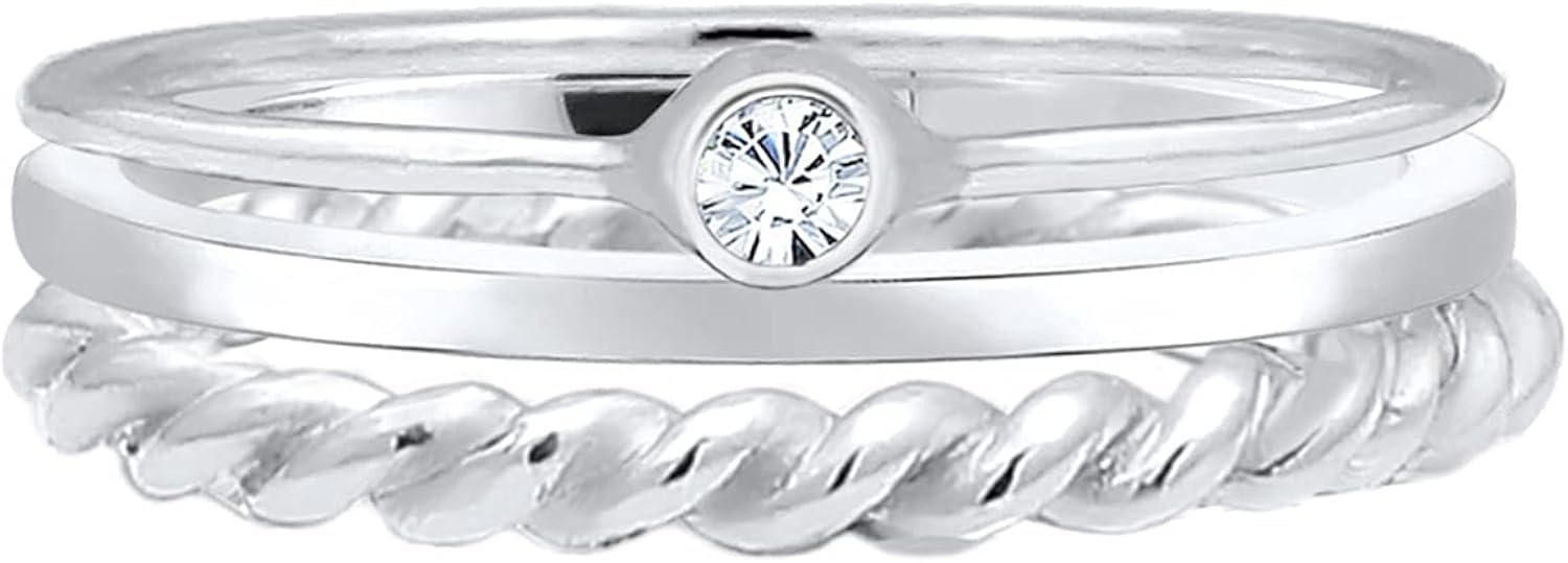 Elli Ring Solitaire Stacking Crystals 925 Sterling Silver, 56 - Image 3