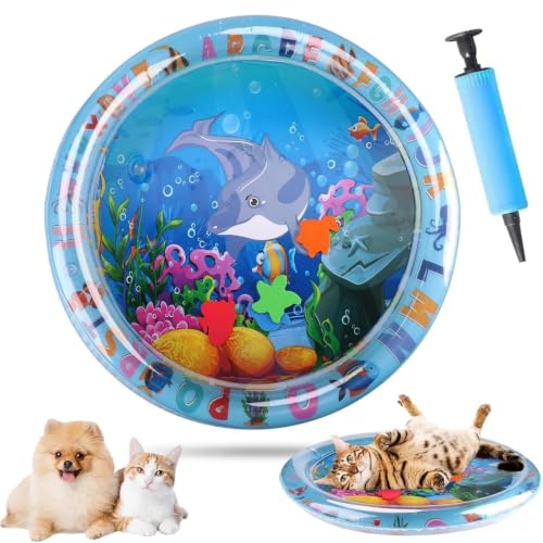 Aqua Cats Water Mat with Fish Cat Dog Water Mat Thickened Durable Non-Slip Playmat Durable Easy Clean Suitable for All Types of Pets