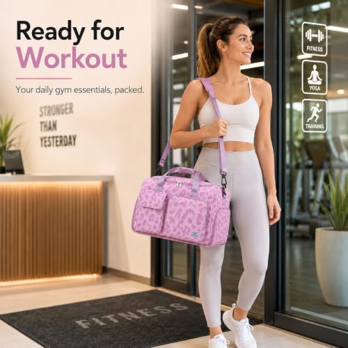 Image of FIORETTO Women's Gym Duffle Bag with Shoes Compartment, 30L Capacity, Ideal for Travel, Gym, Sports, Duffel, Weekender