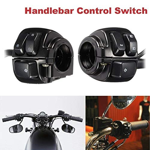MASO 1 par de interruptores de control de manillar de motocicleta de 25 mm de color negro con botón de encendido y apagado para Harley Softail, Dyna, Sportster 883, 1200, V-Rod 1996-2012