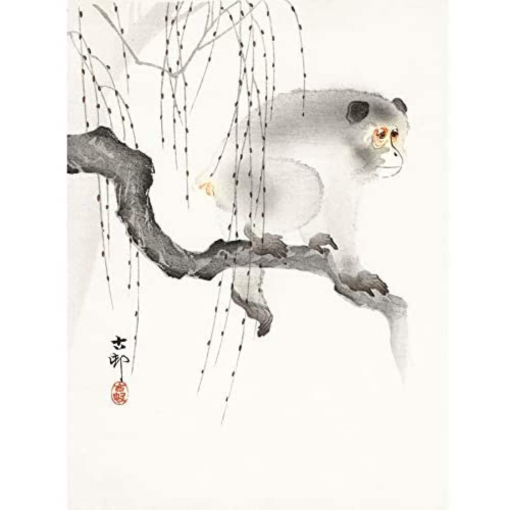 Wee Blue Coo Monkey Tree Branch Ohara Koson Unframed Art Print Poster Wall Decor 12x16 inch