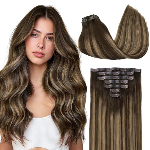 Image of GOO GOO Seamless Clip in Hair Extensions Real Human Hair Remy Extensions