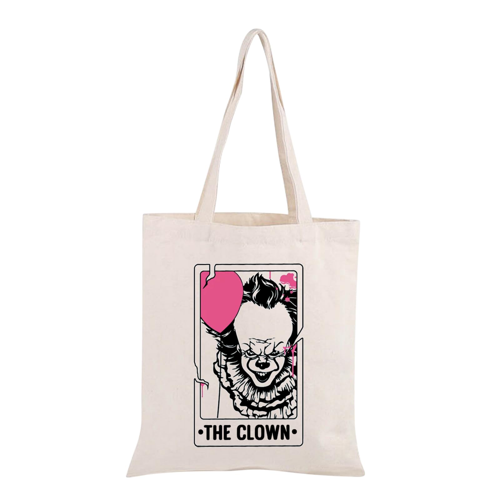 JXGZSO Horror Movie Fan Tote Bag Horror Clown Canvas Shopping Bag Scary Clown Movie Lover Gift