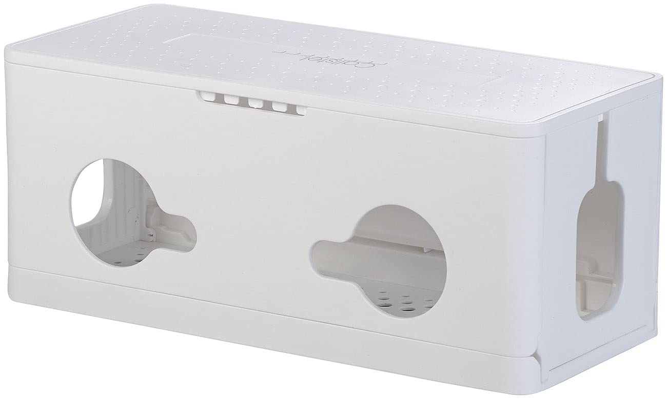 Callstel Netzkabel-Ordner: 4er-Set Kabel- & Steckdosen-Organizer, Kabelschlitze, Belüftung, weiß (Kabelordner, Schachteln zum Kabelsalat Ordnen)