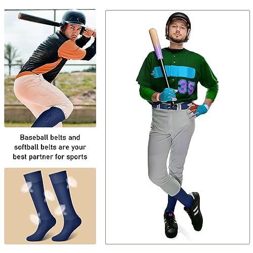 Image of Zhanmai Baseball Belt and Socks Combo, Adjustable Elastic Belt and Softball Socks, Multiple Sizes for Youth Boys Girls, Adult