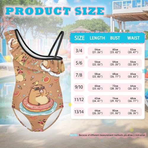 Image of Girls Swimsuit One Piece Ruffle Swimsuit Non-Slip Straps UPF 50+ for Girls Size 3-14 Years