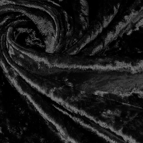 YPDY Black Stretch Crushed Velvet Fabric by The Yard 1 Yard 63 Wide Soft Fabric Luxurious Material Versatile Stretch for Sewing Apparel Upholstery Curtains Decoration