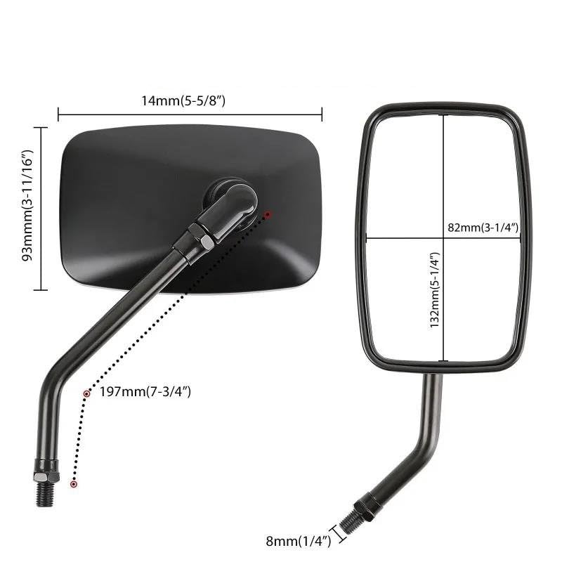 Espejos retrovisores motocicleta para Shadow VT750 VT1100 accesorios espejo rectangular 10mm 6