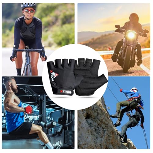 Image of XTRON Gym Gloves Weight Lifting Fitness Gloves Men & Women for Workout, Training, Exercise, Cycling Gloves, Bike Sports Gloves (Nexa DX 071) Black (Black, XL)