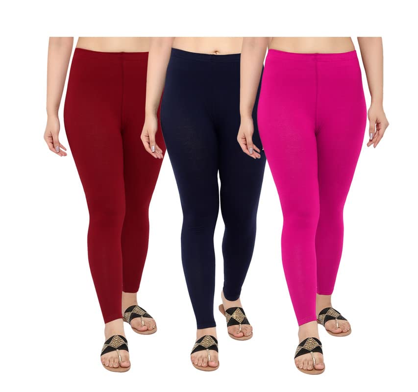 Image of NGT Super Cotton (Pack of 3) Ankle Length Leggings for Women and Girls.