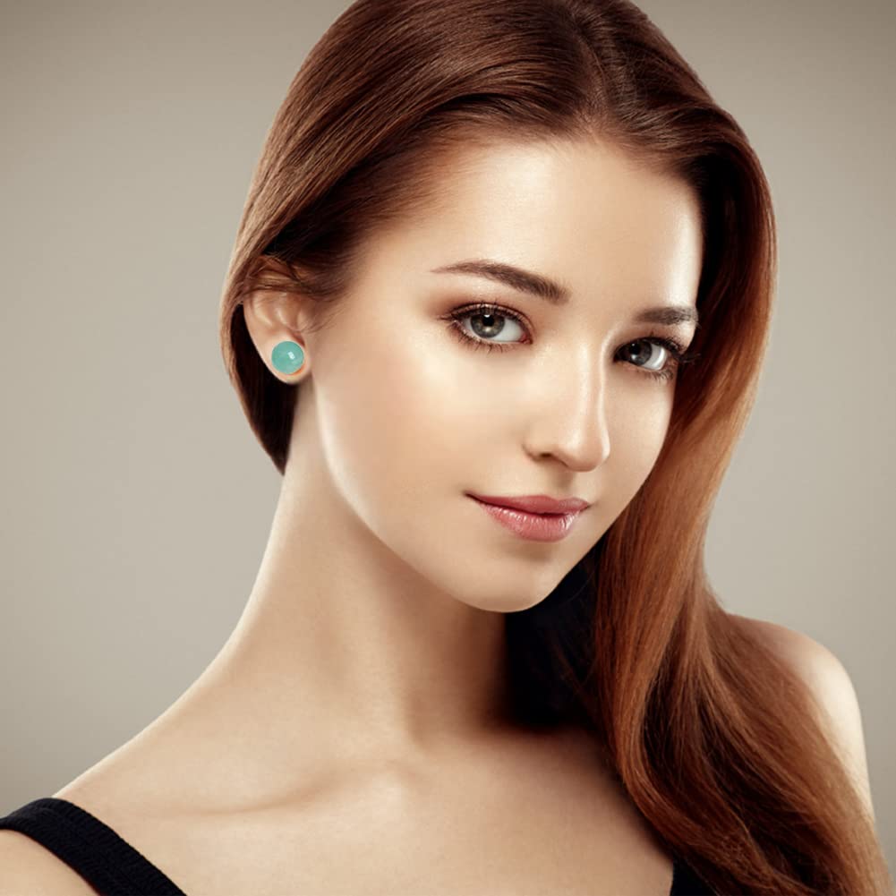 Natürliche Grüne Jade Ohrstecker Aus Sterling Silber – Elegante Perlen-Ohrringe Für Damen