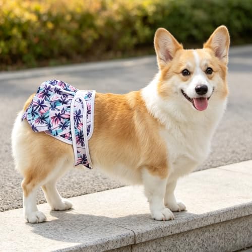 Image of Reusable Dog Diapers Female, Palmtree, S, 3 Pack