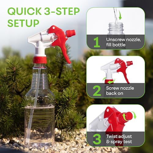 BRIGHTFROM Plastic Spray Bottle, 16 OZ Empty, Adjustable Trigger Spray Fine to Stream - Leak Proof, Clear, Refillable, Heavy Duty for Hair Salons, Cleaning, Cooking (Household/Commercial)4